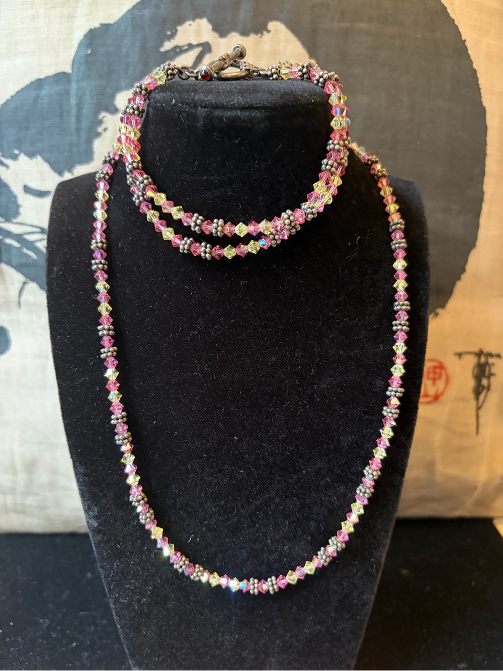 ELYSE RYAN PINK LEMONADE CRYSTAL NECKLACE AND BRACELET SET 925